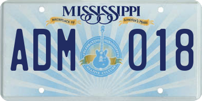 MS license plate ADM018