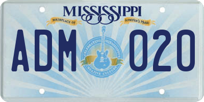 MS license plate ADM020