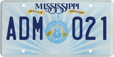 MS license plate ADM021