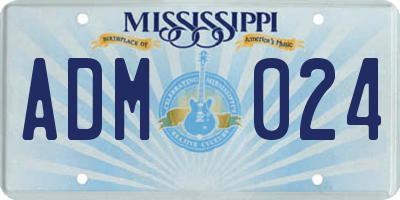MS license plate ADM024
