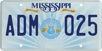 MS license plate ADM025