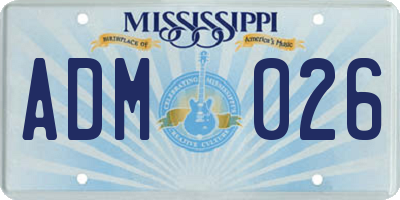 MS license plate ADM026