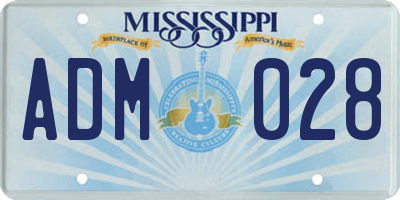 MS license plate ADM028