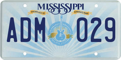 MS license plate ADM029