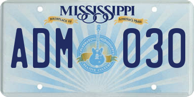 MS license plate ADM030