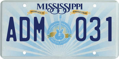 MS license plate ADM031