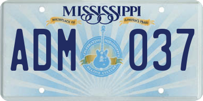 MS license plate ADM037