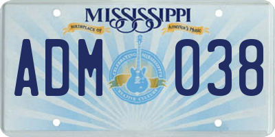 MS license plate ADM038