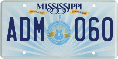 MS license plate ADM060