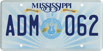 MS license plate ADM062