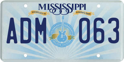 MS license plate ADM063
