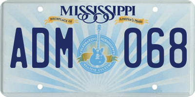MS license plate ADM068