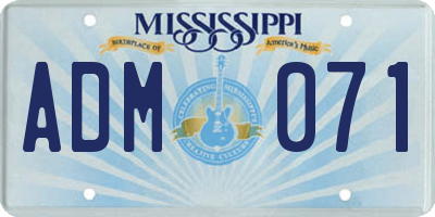 MS license plate ADM071