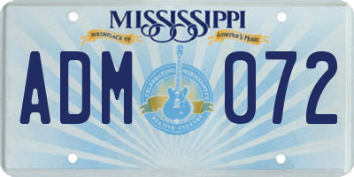 MS license plate ADM072