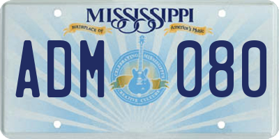 MS license plate ADM080
