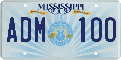 MS license plate ADM100