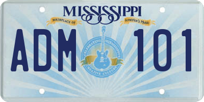 MS license plate ADM101