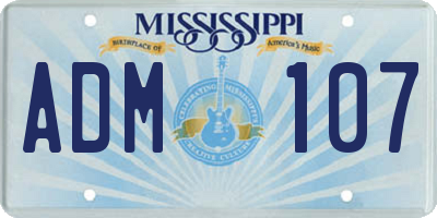 MS license plate ADM107