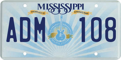 MS license plate ADM108