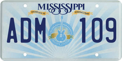 MS license plate ADM109