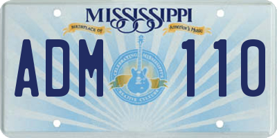 MS license plate ADM110