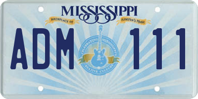 MS license plate ADM111