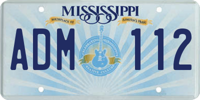 MS license plate ADM112