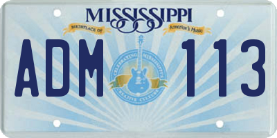 MS license plate ADM113