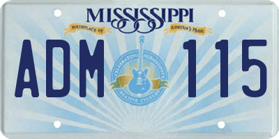 MS license plate ADM115