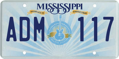 MS license plate ADM117