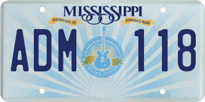 MS license plate ADM118