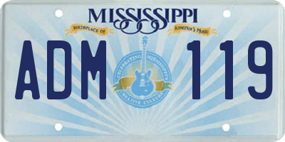 MS license plate ADM119