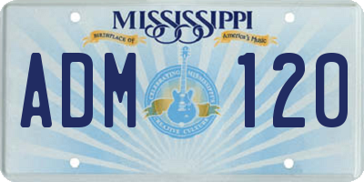 MS license plate ADM120