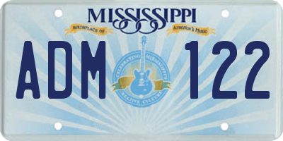 MS license plate ADM122
