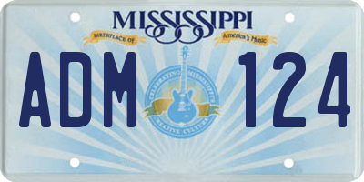 MS license plate ADM124