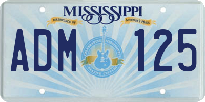 MS license plate ADM125