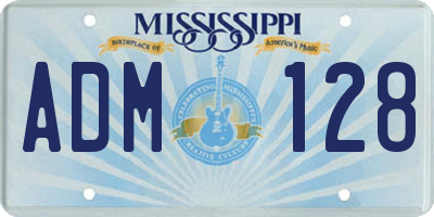 MS license plate ADM128
