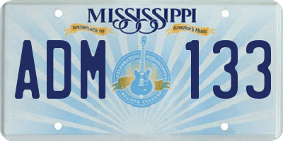 MS license plate ADM133