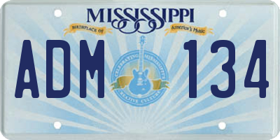 MS license plate ADM134