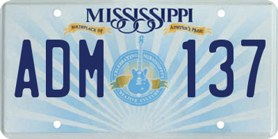 MS license plate ADM137