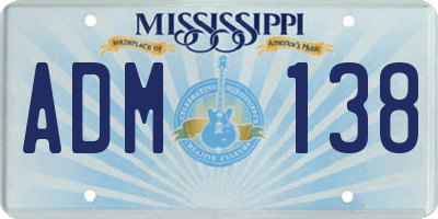 MS license plate ADM138