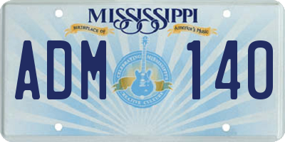 MS license plate ADM140