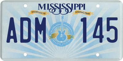 MS license plate ADM145