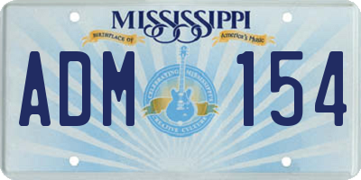 MS license plate ADM154