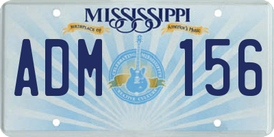 MS license plate ADM156