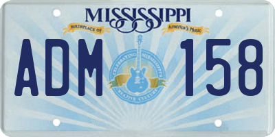 MS license plate ADM158