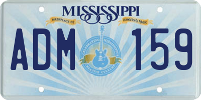 MS license plate ADM159