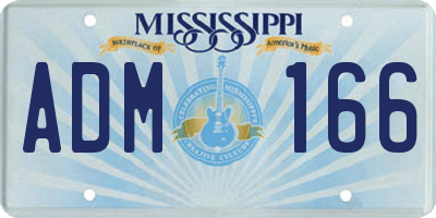 MS license plate ADM166