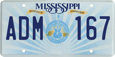 MS license plate ADM167