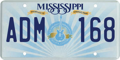 MS license plate ADM168